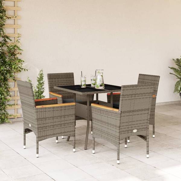 Garten Essgruppe 3037840-2 (5-teilig) Grau - Akazie - Stahl - 80 x 75 x 80 cm
