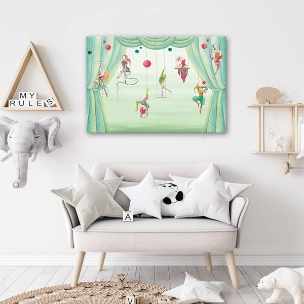Tableau déco cirque acrobates 90 x 60 cm