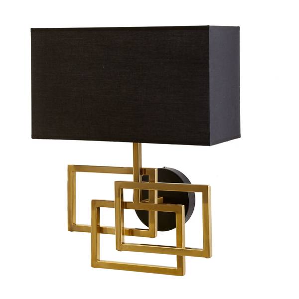 Wandleuchte ATLANTIS Schwarz - Gold - Polyester - 35 x 44 x 20 cm
