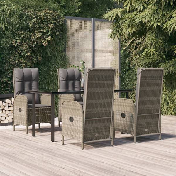 Tuinset 3029238-3 set van 5 grijs - staal - 160 x 74 x 80 cm