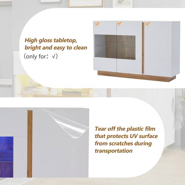 Sideboard Electra Ⅰ Braun - Weiß - Holzwerkstoff - Glas - 138 x 91 x 38 cm