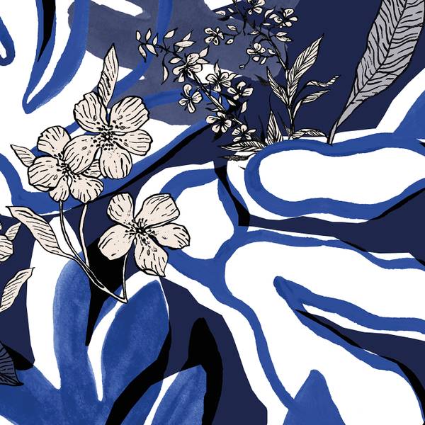 Panorama-Tapete  Aquatic Flowers Schwarz