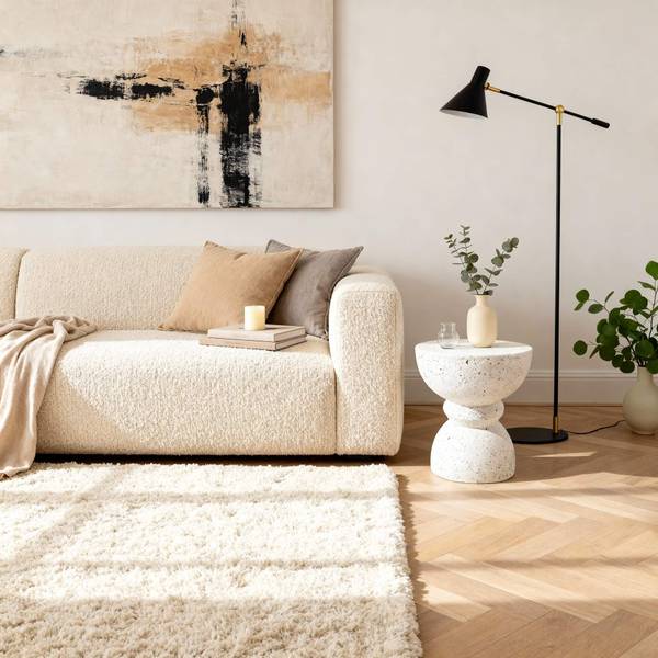 Beistelltisch Travertine Schwarz - Weiß