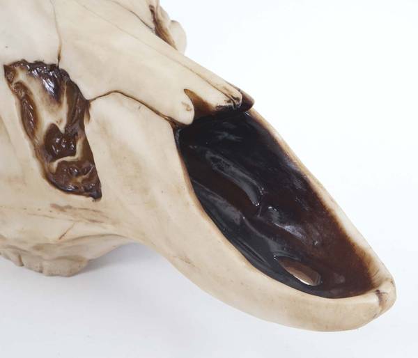 Decoratieve schedel met hertengewei beige - polyresin - 58 x 40 x 42 cm