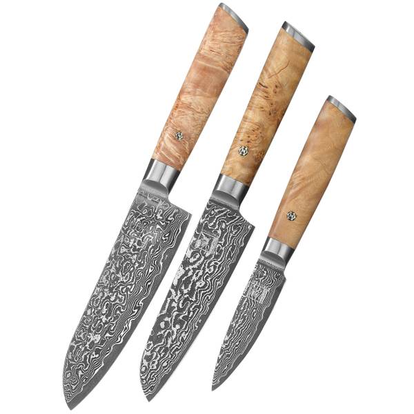 Messerset Kinone 3-teilig Beige - Massivholz