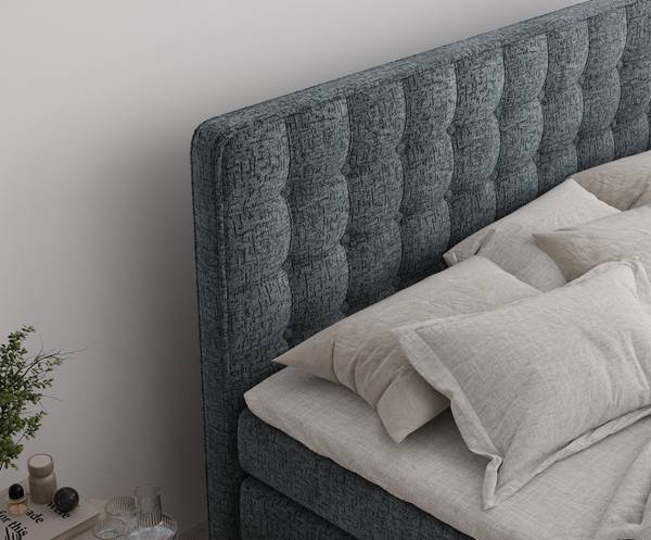 Boxspringbett Velouria Blau / Grau - Liegefläche Breite: 140 cm