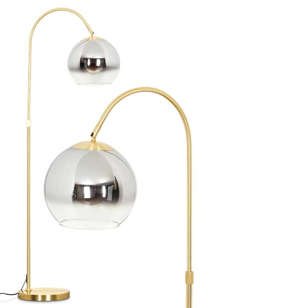 Stehlampe Cesaro Grau - Silber - Metall - 25 x 140 x 52 cm