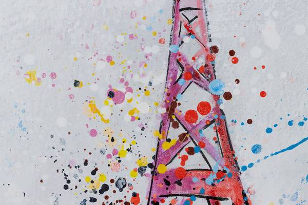 Acrylbild Handgemalt Paris Zeh Weiß - Baumwollstoff - 120 x 60 x 4 cm