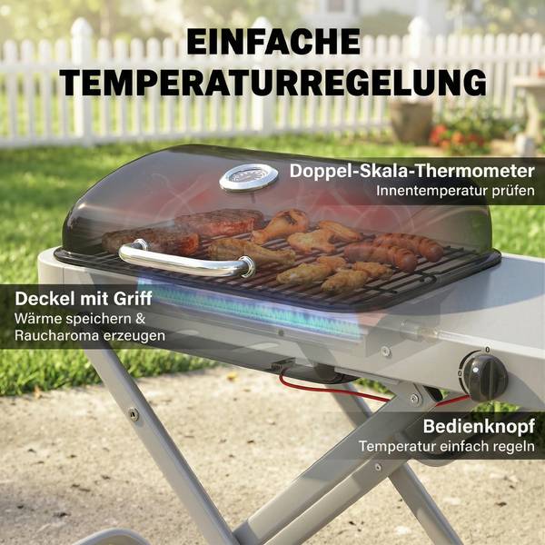 Faltbarer Gasgrill 846-280V90BK Schwarz - Metall - 55 x 89 x 109 cm