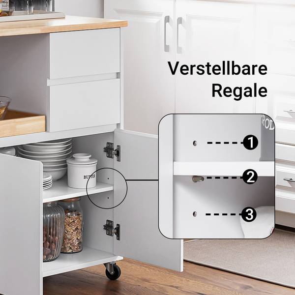 Küchenwagen FKW123-WN Weiß - Holzwerkstoff - 72 x 84 x 40 cm