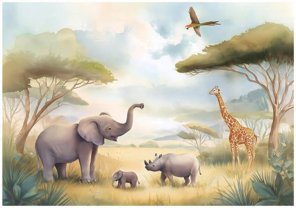 FOTOTAPETE Kinderzimmer Tiere 300 x 210 cm