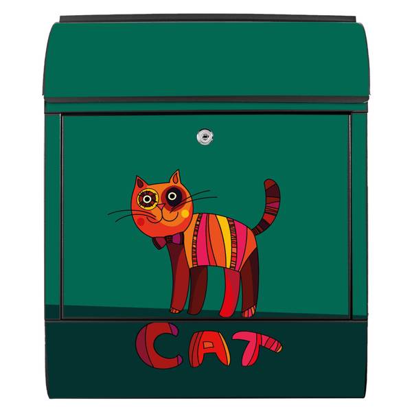 Briefkasten Stahl Orange Katze Schwarz - Stahl - 38 x 46 x 13 cm