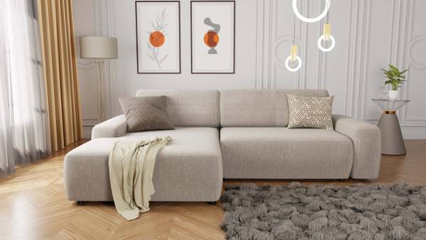 Ecksofa Hartmut mit Schlaffunktion Beige - Ecke davorstehend links