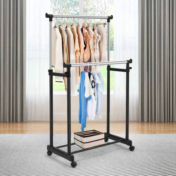Kledingrek TI75054NL zwart - metaal - 43 x 168 x 86 cm