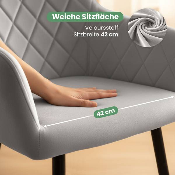 ESSZIMMERSTUHL VELTO 6er-Set Schwarz - Grau