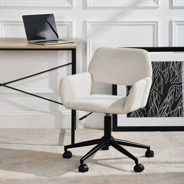Bürostuhl Ross Kd Chenille BG BK Weiß - Chenille - 56 x 85 x 43 cm