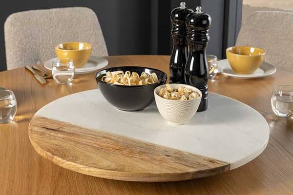 Drehteller SERVANT Braun - Weiß - Mango - Marmor - 50 x 6 x 50 cm