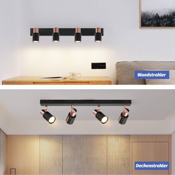 Plafondlamp Janning II met 4 lichtbronnen zwart - metaal - 14 x 12 x 62 cm