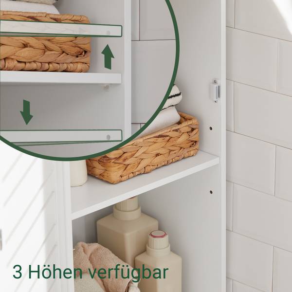 Hoge kast BZR43-W wit - plaatmateriaal op houtbasis - 60 x 160 x 30 cm