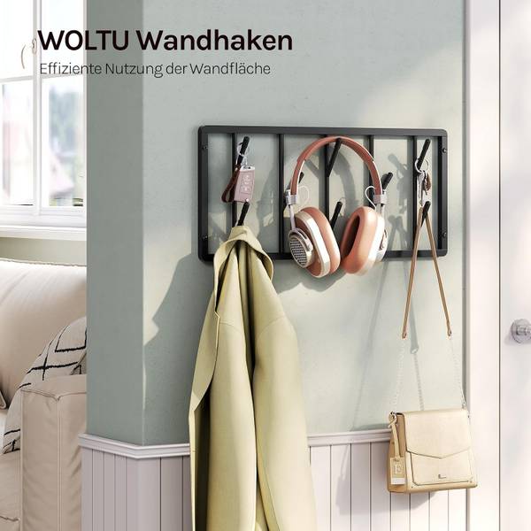Wandgarderobe HN-001-14 Schwarz - Höhe: 27 cm