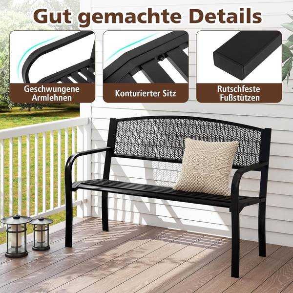 Gartenbank ZB34319NWDE Schwarz - Metall - 60 x 86 x 128 cm