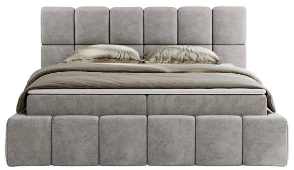 Boxbett NIRA Hellgrau - H3 - Strukturstoff - Polyester - Webstoff - Liegefläche Breite: 120 cm