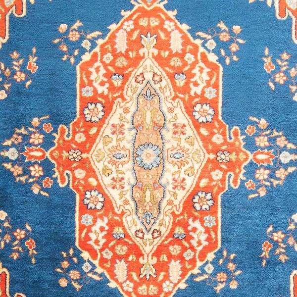 Orientteppich Oriental Blau - Wolle - 124 x 1 x 200 cm