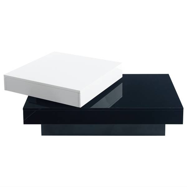 Drehbar Couchtisch Ourea Ⅱ Schwarz - Weiß - Holzwerkstoff - 60 x 36 x 103 cm