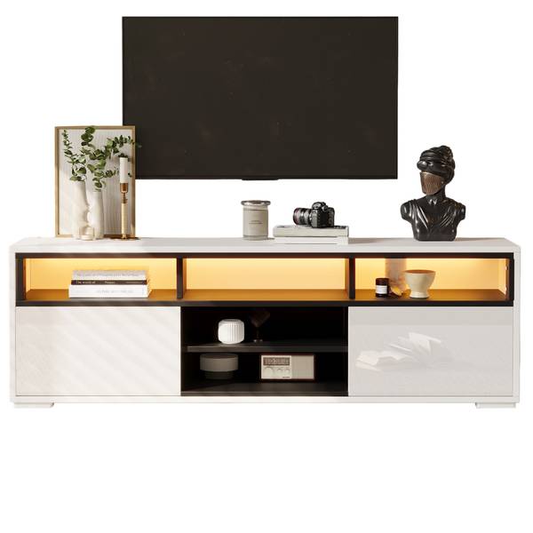 TV-Schrank Endymion Ⅴ Schwarz - Weiß - Holzwerkstoff - 35 x 50 x 150 cm