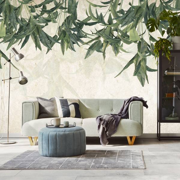 Papier Peint FEUILLES DE BANANE Béton 405 x 270 x 270 cm