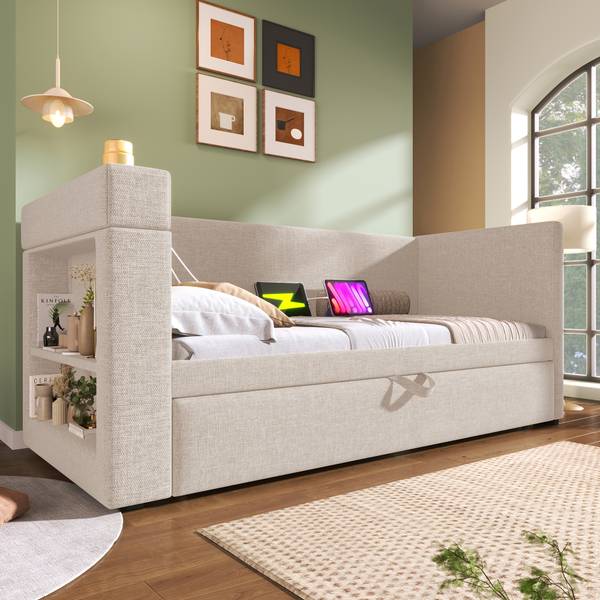 Slaapbank LEINLade Ⅰ beige - Diepte: 207 cm