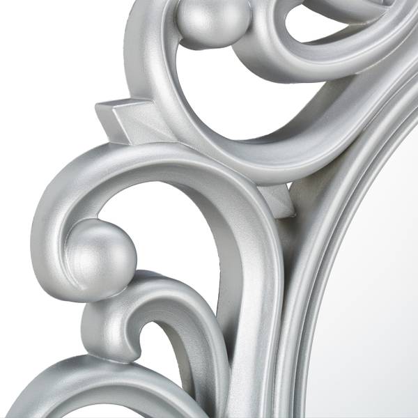 Miroir mural rond de décoration Argenté - Verre - Papier - Matière plastique - 50 x 50 x 3 cm