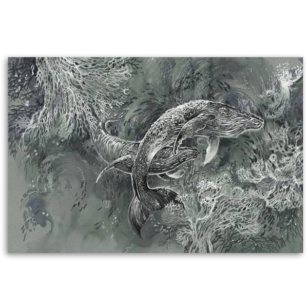 Wandbild paar buckelwale 90 x 60 cm