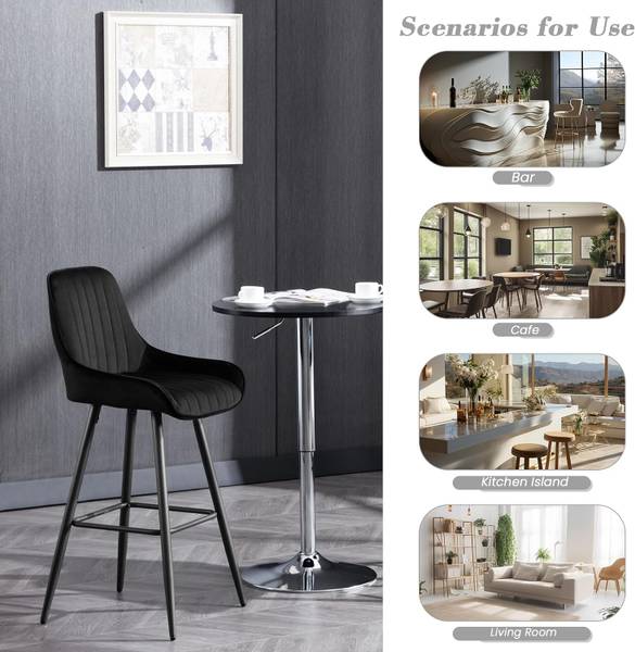 Barhocker Matt (2er Set) Schwarz - Samt - 46 x 106 x 49 cm