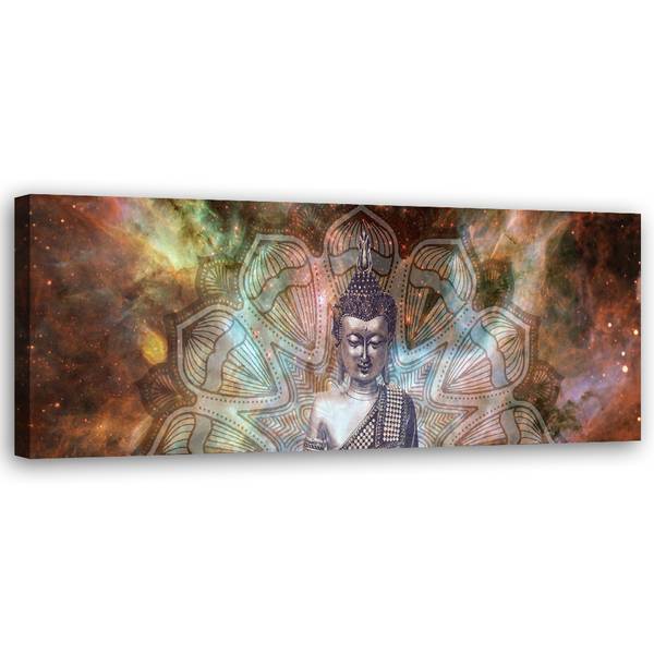 Wandbild abstraktion mit buddha 120 x 40 cm