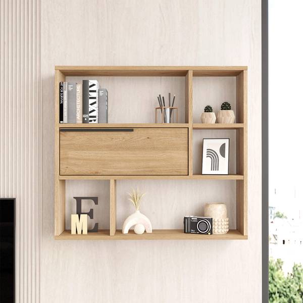 Étagère murale Harad Marron - Bois manufacturé - 90 x 81 x 22 cm