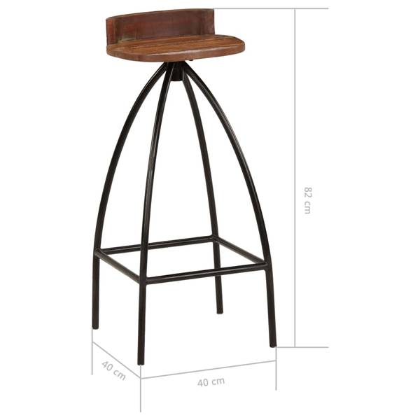 Tabouret de bar 245264 (lot de 2) Marron - Acier - 40 x 82 x 40 cm
