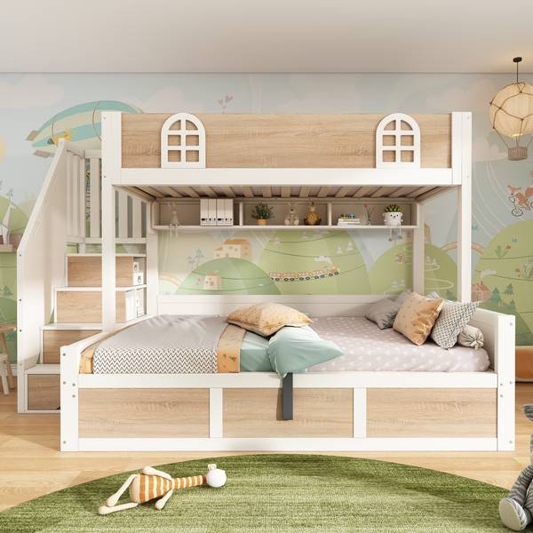 Etagenbett NaturWoody Ⅰ Braun - Holzwerkstoff - 145 x 155 x 253 cm