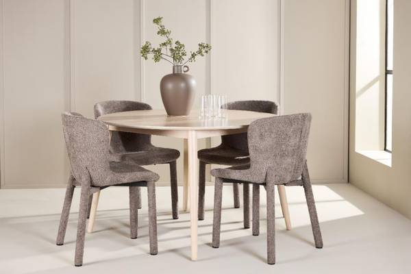 Essgruppe Flora 5-teilig Braun - Weiß - Holzwerkstoff - 120 x 75 x 120 cm
