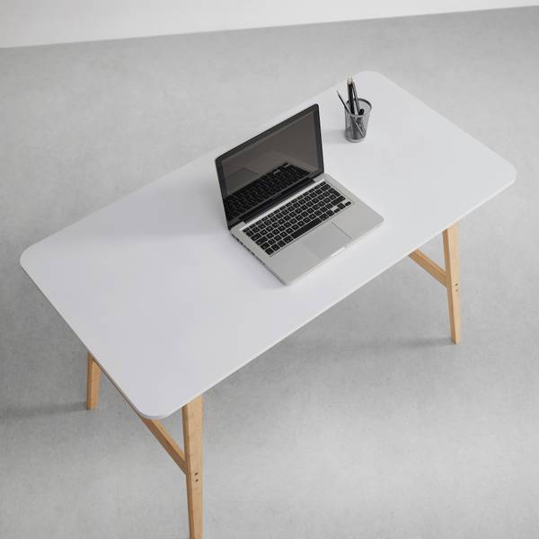 Schreibtisch PHIL Beige - Weiß - Holzwerkstoff - Naturfaser - 120 x 75 x 60 cm