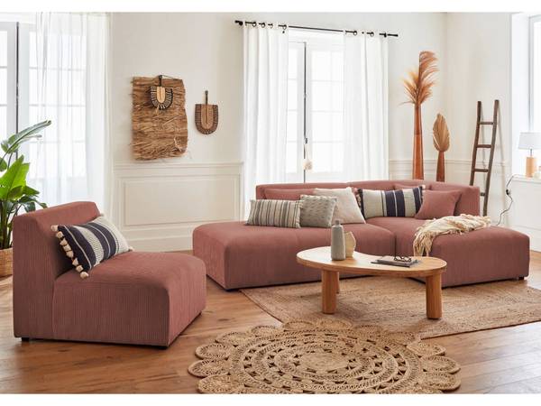 Ecksofa VICTOIRE Pink - Samt - 352 x 81 x 168 cm