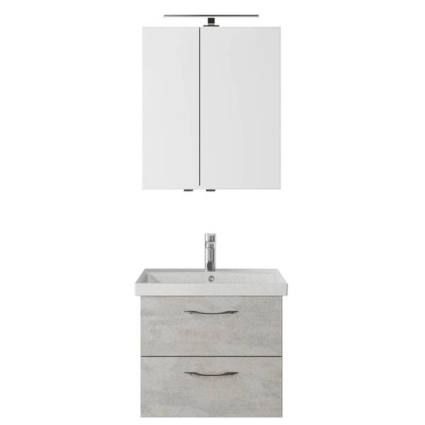 Badmöbel-Set VILLATORO-66-6 2er-Set Grau - Holzwerkstoff - 60 x 200 x 45 cm