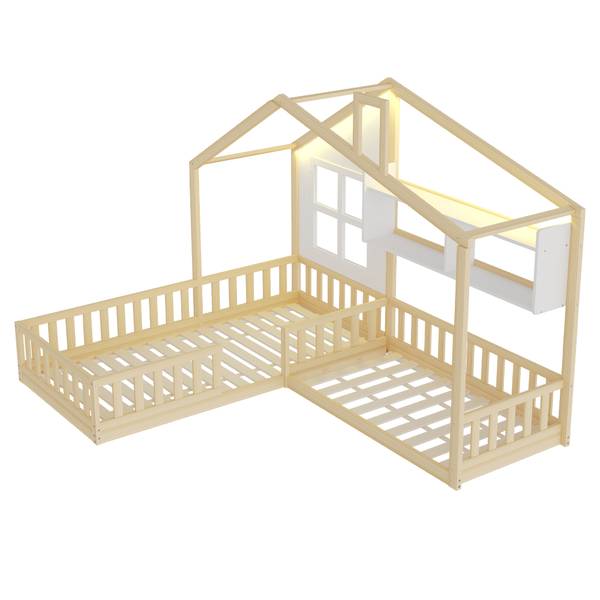 Kinderbett HomeyGLOW Ⅰ Braun - Holzwerkstoff - 205 x 174 x 242 cm