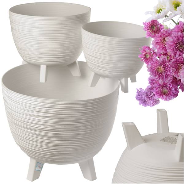 Blumentopf EDANTI 3-er set Weiß - Kunststoff - 4 x 29 x 32 cm