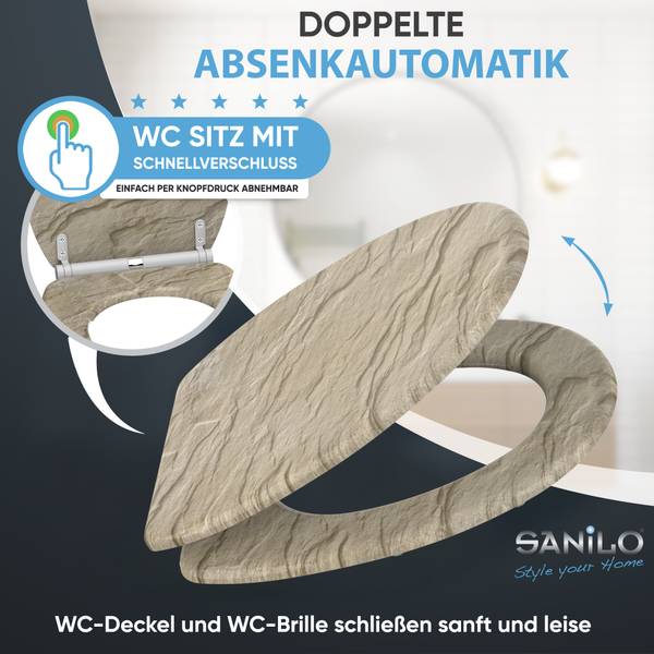 WC-Sitz Sand Stone Braun - Holzwerkstoff - 38 x 6 x 48 cm