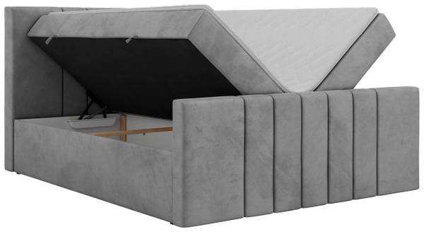 Boxspringbett INERO DUO Hellgrau - H3 - Viscoschaum - Polyester - Samt - Liegefläche Breite: 180 cm
