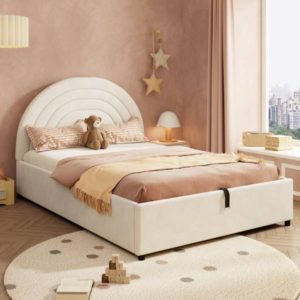 Kinderbett ArcZoom Ⅰ Beige - Samt - 145 x 97 x 212 cm