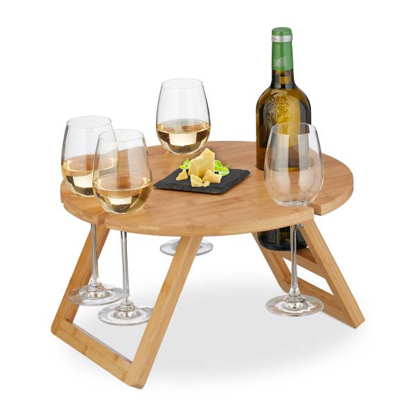 Mini-table portative ronde en bambou Marron - Bambou - 39 x 22 x 39 cm