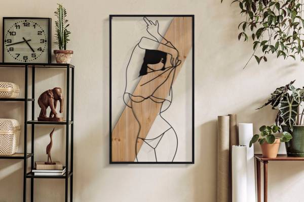 Wanddekoration  Strip A Ferro E Wood Schwarz - Metall - 2 x 90 x 50 cm