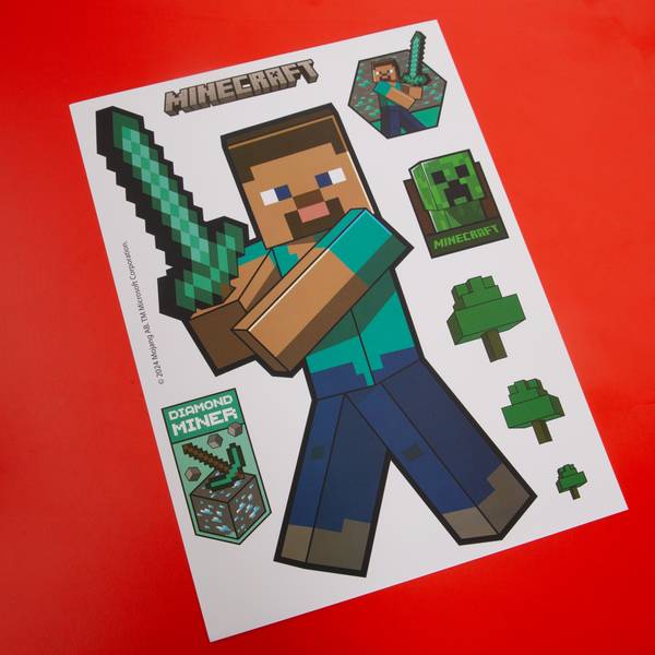 Wandtattoo Sticker MINECRAFT Blau - Braun - Grün - Rot - Kunststoff - 21 x 28 x 1 cm